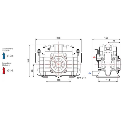 картинка Насос мембранно-поршневой Comet серия МР30 (29,2 л/мин; 30 бар) с эл. двигателем MEC90 (380В) фото 3 картинка Насос мембранно-поршневой Comet серия МР30 (29,2 л/мин; 30 бар) с эл. двигателем MEC90 (380В) фото 3